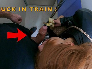 Nymphomaniac żona ssać nieznany element w pociągu!