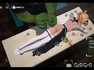 Orc Massage [3D Hentai game] Ep.1 Oiled massage on high unusual gnome