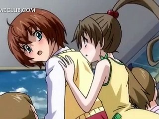 Anime Teen Sexual connection Slave dostaje owłosioną cipkę wywierconą szorstką