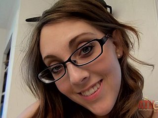 Hot shady with regard to glasses Nickey Stalker fingerbangs the brush muddied pussy moaning coupled with orgasming