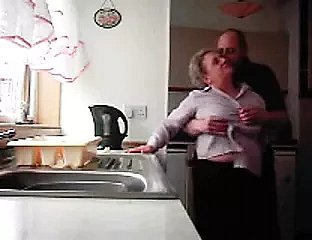 Grandma and grandpa shagging here the kitchen