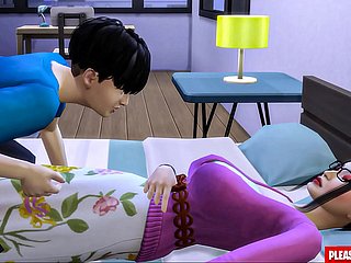 Stepson fode madrasta coreana que madrasta-mãe compartilha a mesma cama com seu enteado spoonful quarto de New Zealand pub